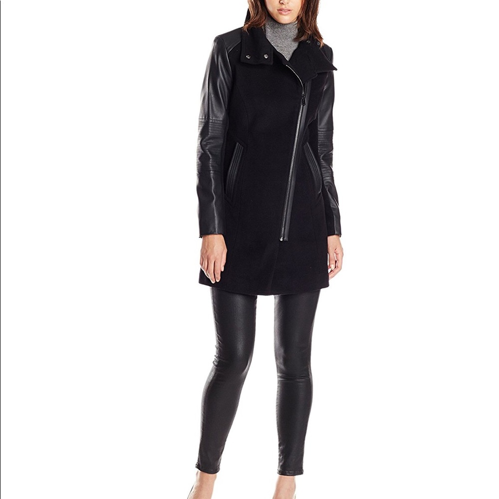 Marc New York Navy Wool Blend Coat